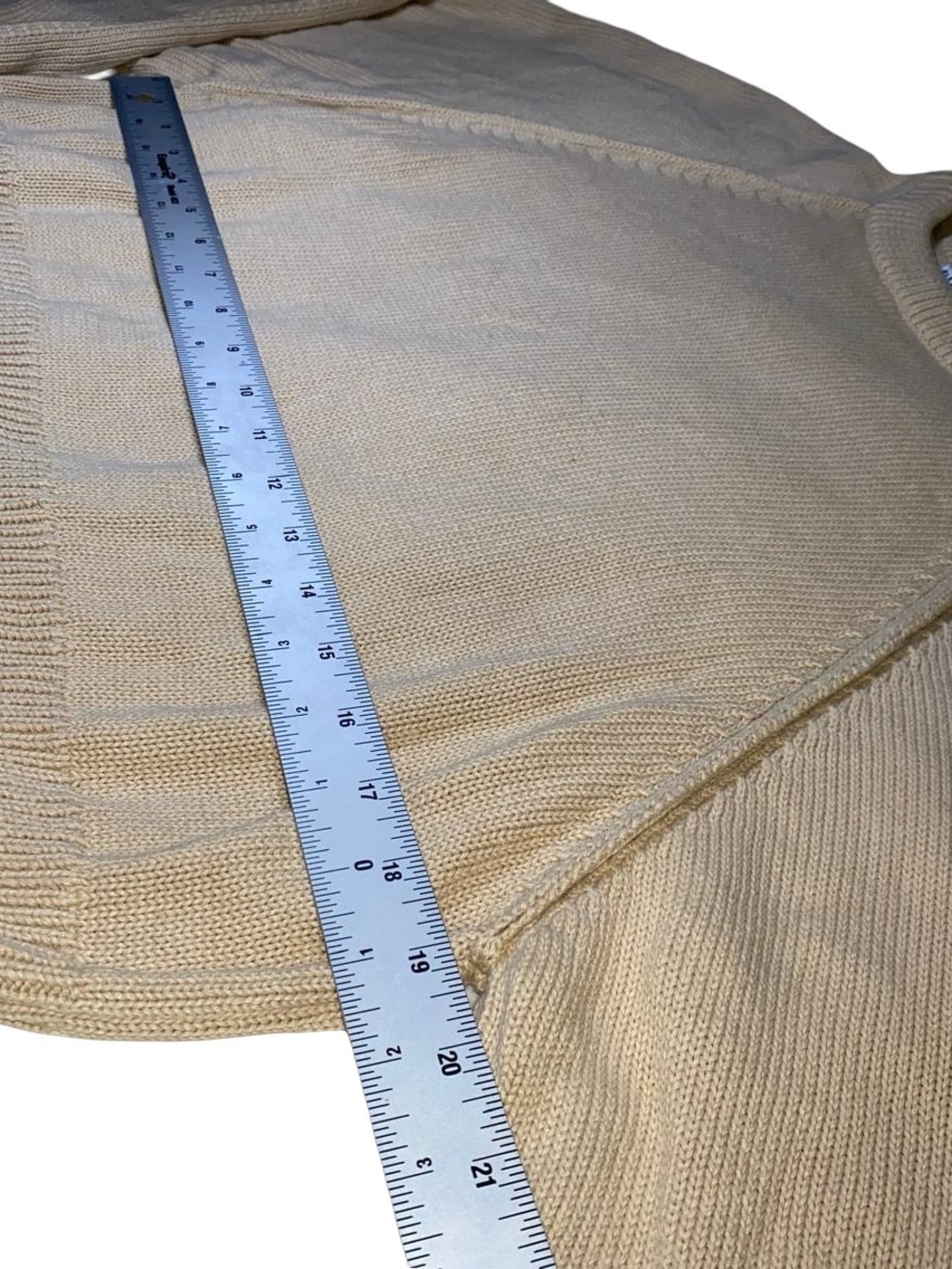 ZARA 100% cotton Knit Sweater Raglan Sleeve Ribbed Trim oatmeal granola color - Picture 5 of 11